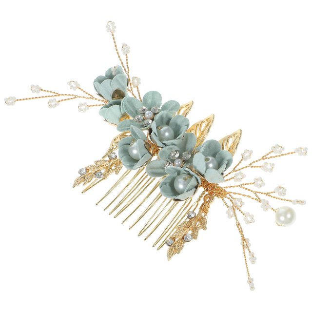 Fashion Green Hair Comb with Crystals for Wedding Bridal Hair Accessories (Green)