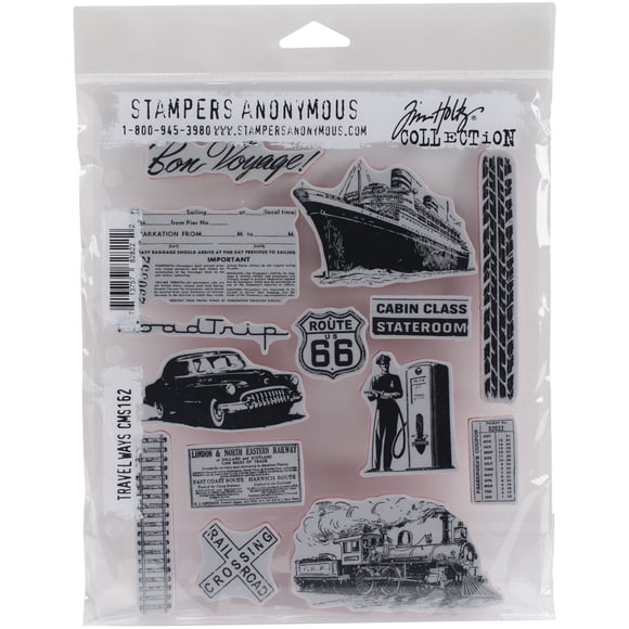 Tim Holtz Cling Stamps 7"X8.5"-Travel Ways