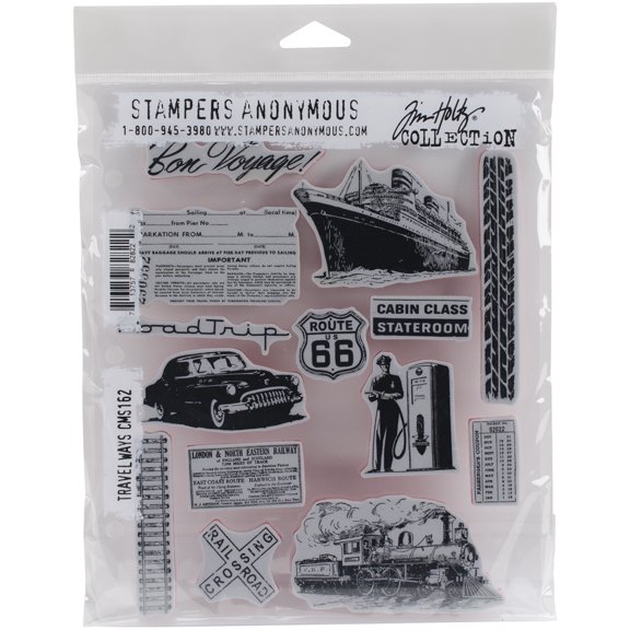 Tim Holtz Cling Stamps 7"X8.5"-Travel Ways