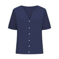 thumbnail image 4 of Shirts For Women Fashionable Casual V Neck Short Sleeved Cotton And Linen Top Shirt Long Sleeve Shirts For Women, 4 of 5