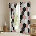 thumbnail image 3 of Black Pink Grey Curtains & Drapes Marbling Marble Curtains, Geometry Honeycomb 30%-50% Blackout Curtains Aesthetic Hexagon Living Room Curtains, Geometric Mountain Fluid Window Curtains, 3 of 6