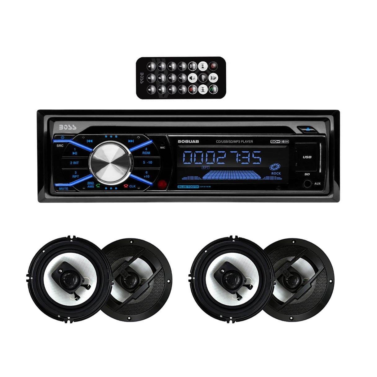 Boss 508UAB InDash Bluetooth CD Player Receiver with R63 6.5" 300W