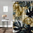 thumbnail image 2 of Orinice Tropical Leaves Shower Curtain Black Gold Boho Botanical Banana Golden Monstera Leaf Jungle Mid Century Modern Minimalist Abstract Polyester Fabric Curtains Bathroom Set Hooks  69x72, 2 of 7