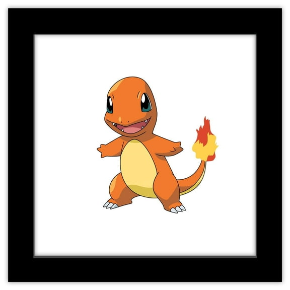 Gallery Pops Pokemon - Charmander Wall Art, Black Framed Version, 12" x 12"