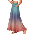thumbnail image 2 of Bbyeadc Long Skirts for Women Tie Dye Satin Skirt A-Line Breathable Skirt Fashion Beach Maxi Skirt with Pocket,Mint Green(XXL), 2 of 5