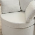 thumbnail image 4 of PAPROOS Swivel Barrel Accent Chair, 360° Swivel Chairs with Storage and Removable Throw Pillow, Single Sofa Armchair Comfy Round Sofa Chair for Living Room Bedroom, Teddy Ivory, 4 of 12