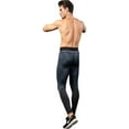 thumbnail image 6 of Active Men's High Performance Compression Leggings Full-Length with Honeycomb Texture and Elastic Waistband - Large, Black, 6 of 7