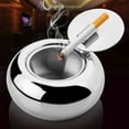 thumbnail image 2 of MERILER Fully Enclosed Self-Extinguishing Stainless Steel Ashtray - Ideal for Home, Car, and as a Thoughtful Gift for Men, 2 of 7