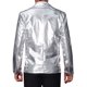 thumbnail image 3 of BLAZER BRILLANTE DE HOMBRE INSPIRE CHIC, CON SOLAPA PICO, DOBLE BOTÓN, AJUSTE REGULAR, ESTILO DE FIESTA, TALLA XL, PLATA, 3 of 5