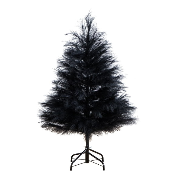 Nearly Natural Pampas Grass Artificial Halloween Tree - 4' - Black