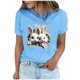 thumbnail image 2 of Tops de Cuello Alto para las Mujeres Amante Impreso Camiseta Cuello Redondo Manga Corta, Poliéster Spandex, 2 of 7