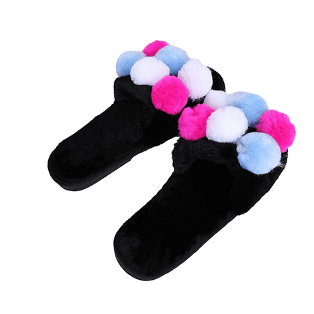 

Slippers For Women Indoor And Outdoor House Slippers For Women Plush Cotton Slippers Color Fur Ball Slippers Women s Casual Home Flat Flip Flops Pink
