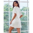 thumbnail image 5 of Ekouaer Silk Sleep Shirts for Women Satin Nightshirt Nightgown Short Sleeve Sleepwear Round Neck Shirt Dress With Chest Pocket, 5 of 6