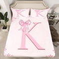 thumbnail image 2 of Castle Fairy Alphabet Bow 4-Piece Queen Dreamy Princess Monogrammed Letter Lightweight Bed Sheets, 2 of 7