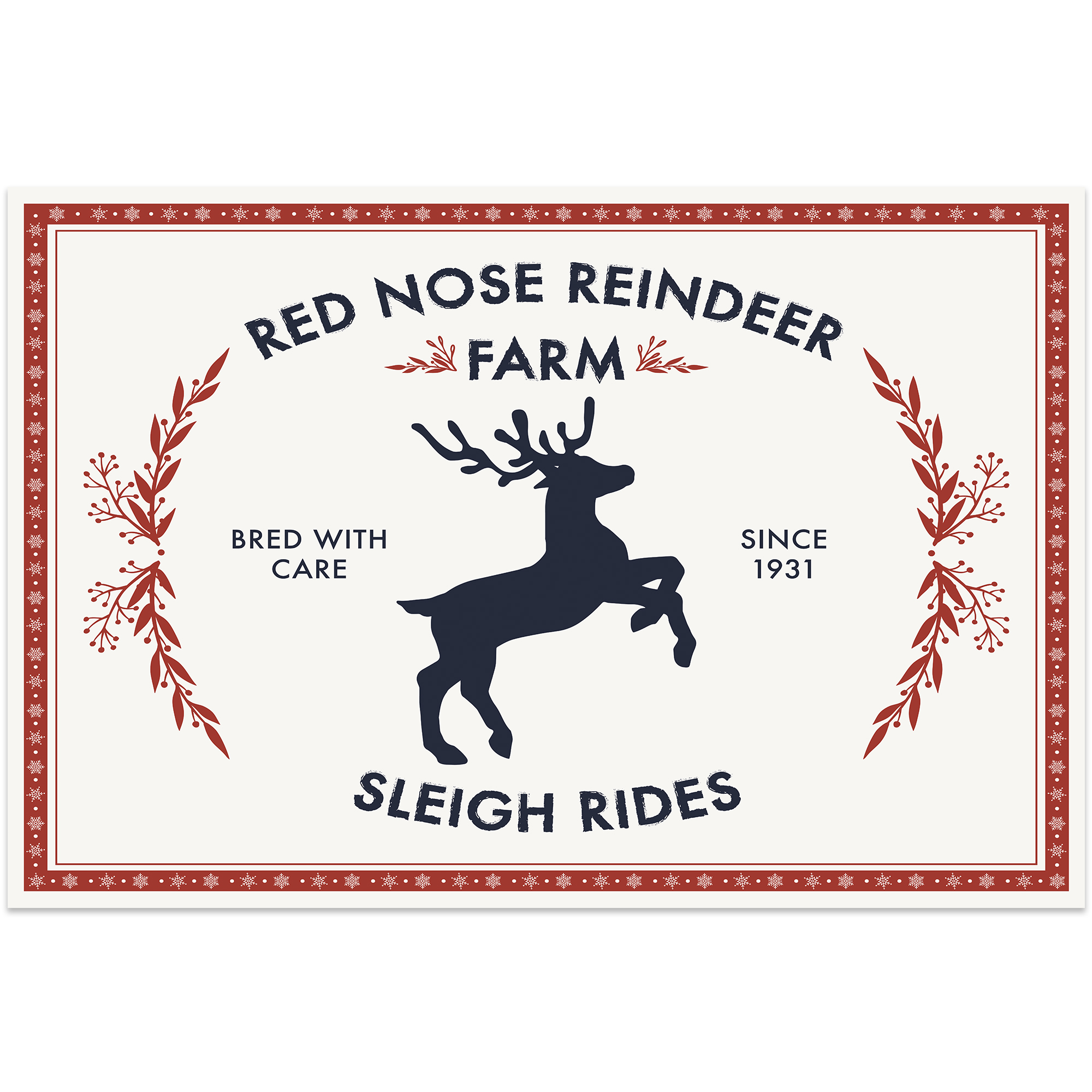 Reindeer Farm Indoor Vinyl Floor Mat – 2' x 3'