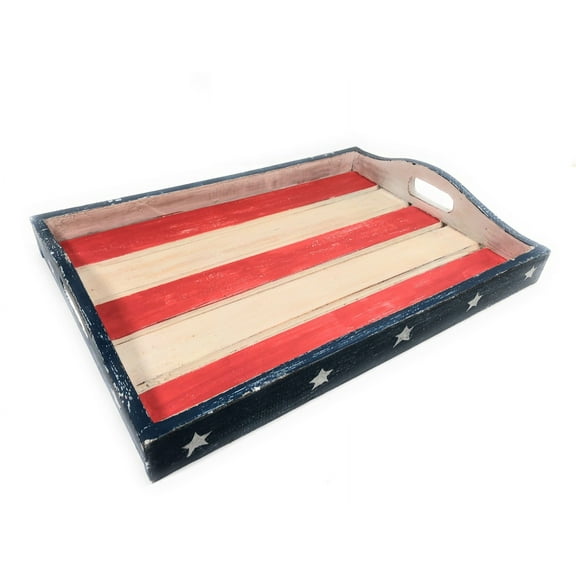 Americana Wooden Tray 18" X 13" - Texas Beach House Decor | #ort17093a