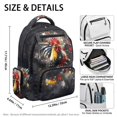 thumbnail image 4 of FKELYI 17 Inch Schoolbag for Kids Backpack with Multi-Pockets Splatter Rooster Print Daily Daypack for Elementary Student Rucksack for Outdoor Hiking Traveling, 4 of 7