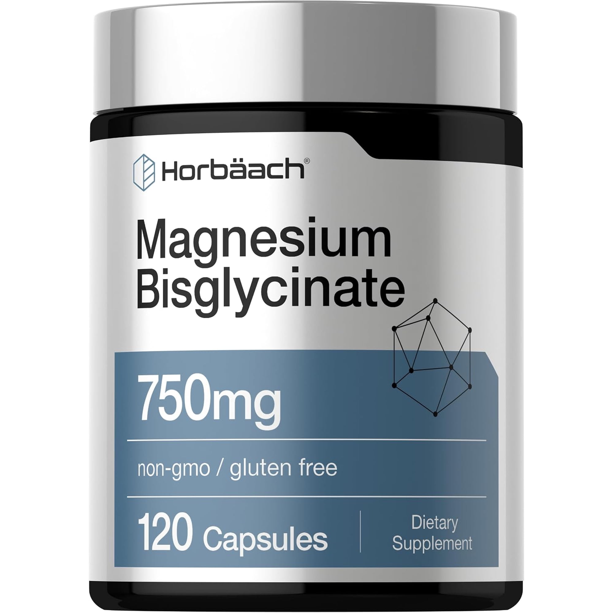 Magnesium Bisglycinate | 120 Capsules | 750mg | For Men and Women | by Horbaach