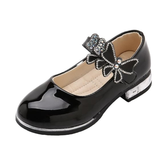 Gfyviroh Toddler Girls Dress Shoes Hook and Loop Closure Bow Mary Jane Flats Little and Big Kids Patent Leather Shoes