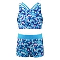 thumbnail image 3 of DPOIS Kids Girls Tankini 2 Pieces Swimsuit Crisscross Back Bra Top with Boyshorts A Blue 6, 3 of 7