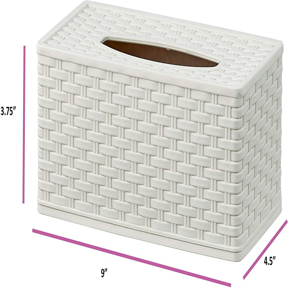 Superio Rectangular Tissue Box Holder,Wicker Style Brown