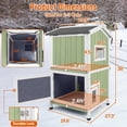thumbnail image 6 of Petsblublu Insulated Outdoor Cat House 2 Story Weatherproof Elevated Outside Cat Shelter, Green, 6 of 9
