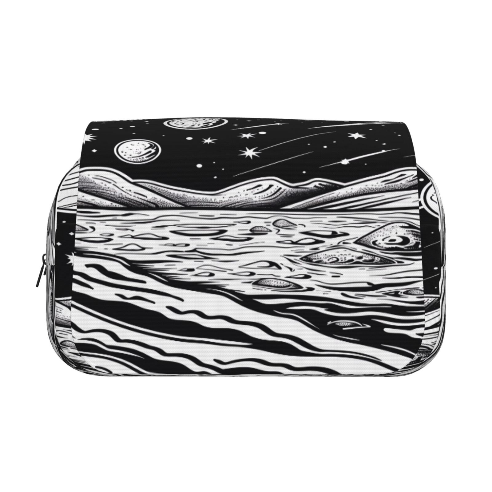 Rateoe Cosmic Landscape Celestial Art Pattern Double Clamshell Pen Case, Storage Organizer with Two Zipper Compartments– Holds Up to 50 Pencils & Pens