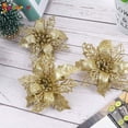 thumbnail image 3 of Spencer 12Pcs Christmas Poinsettia Flower Ornaments Glitter Floral Accessories Xmas Tree Wreaths Decorations for Wedding Party Home "Gold", 3 of 7