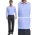 thumbnail image 4 of DARING DIVA Men's Plaid Long Sleeved Button Down Houndstooth Dress Shirts M Light Blue, 4 of 6