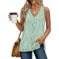 thumbnail image 2 of Sleeveless Shirts for Women Summer Casual V Neck Floral Printed Flowy Tank Tops Loose Blouses with Side Split (M, Multicolor 4), 2 of 7