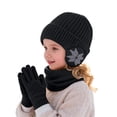 thumbnail image 5 of LIZENG Kids Fleece Lined Hat Scarf Glove Set Winter Thermal Beanie Knitted Neck Warmer Wool Mittens 3 Piece Snow Print Ski Warm Set, 5 of 7