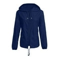 thumbnail image 5 of Horkkom Rain Jacket Women Waterproof with Pocket Long Sleeve Zip Up Hoodie Outdoor Lightweight Rain Coats L, 5 of 8