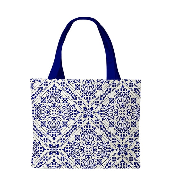Briarwood Lane Navy and Tan Damask Canvas Tote