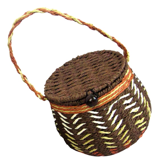 HOMEMAXS Tea Storage Basket Food Fruits Storage Basket Woven Holder Snack Holder with Lid