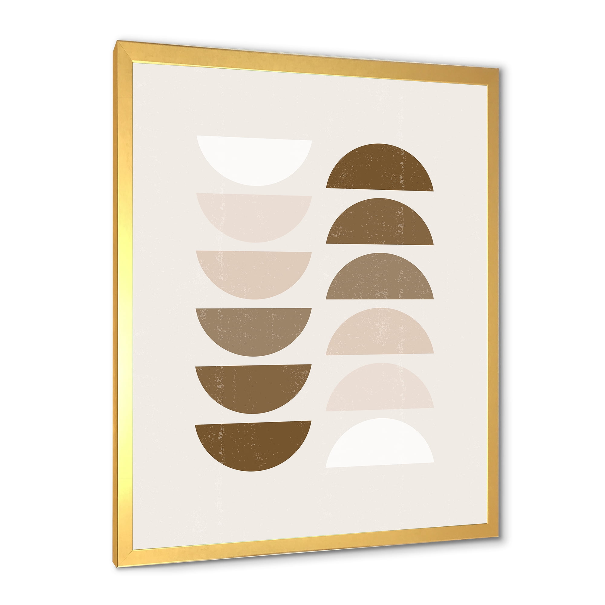 Designart 'Abstract Moon and Sun Geometrics In Terracotta II' Modern Framed Art Print