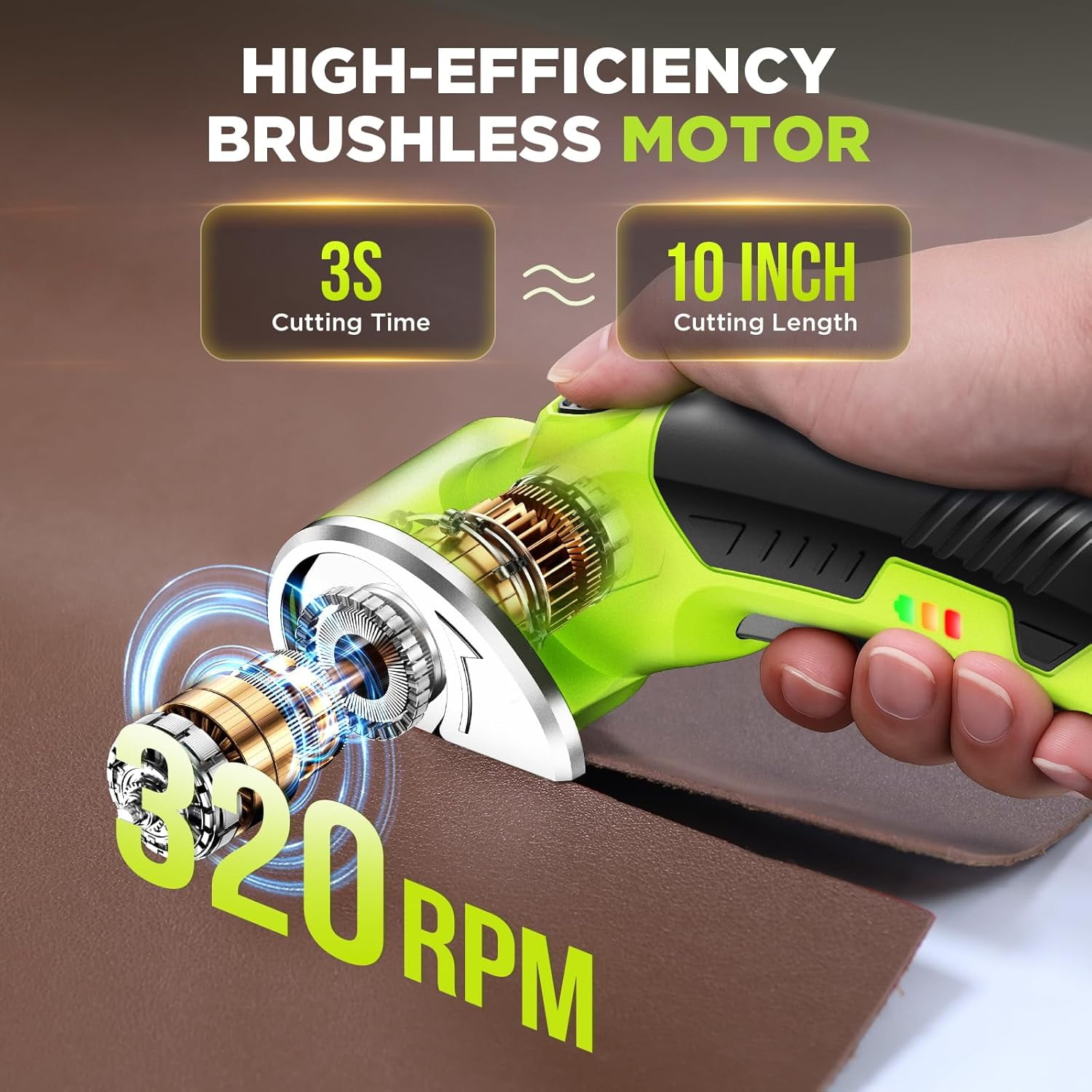 Cordless Electric Scissors: 4V Rechargeable Rotary Cardboard Cutter, 3000mAh Battery, with LED Light, Box Cutter for Fabric Carpet Carton Plastic Leather Cloth