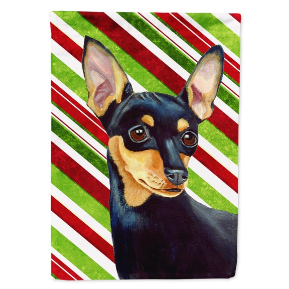 Carolines Treasures LH9245-FLAG-PARENT Min Pin Candy Cane Holiday Christmas  Flag  multicolor