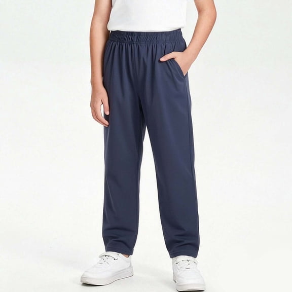 Girls School Uniform Pull-On Pants Elastic Waist Straight Leg Navy,Size 6 T