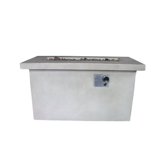 E-Western 24-inch Outdoor Gas Fire Pit Table in Concrete with Lava Rocks BTU 50000 Rust & Weather Resistant Gray