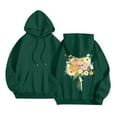 thumbnail image 7 of Women's Crewneck Hooded Sweatshirts Long Sleeve Hoodies Floral Printed Lightweight Casual Loose Fit Fashion Tops 2025 with Pocket, 7 of 7