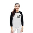 thumbnail image 2 of Cat Mom Unisex 3/4 Sleeves Baseball Raglan T-Shirt Tee White Black X-Large, 2 of 4