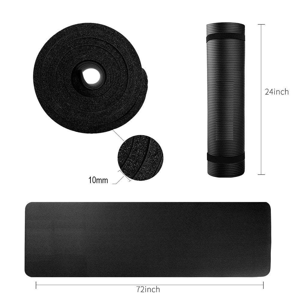 Yoga Pilates Mat High Density NBR Thick Gym Exercise Mat 72" x 24"x 0.4"