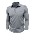 thumbnail image 4 of Yusimy Mens Spread Collar Long Sleeve Shirt Contrast Placket Button Pullover Classic Casual Golf Tennis Active Daily Wear, 4 of 6