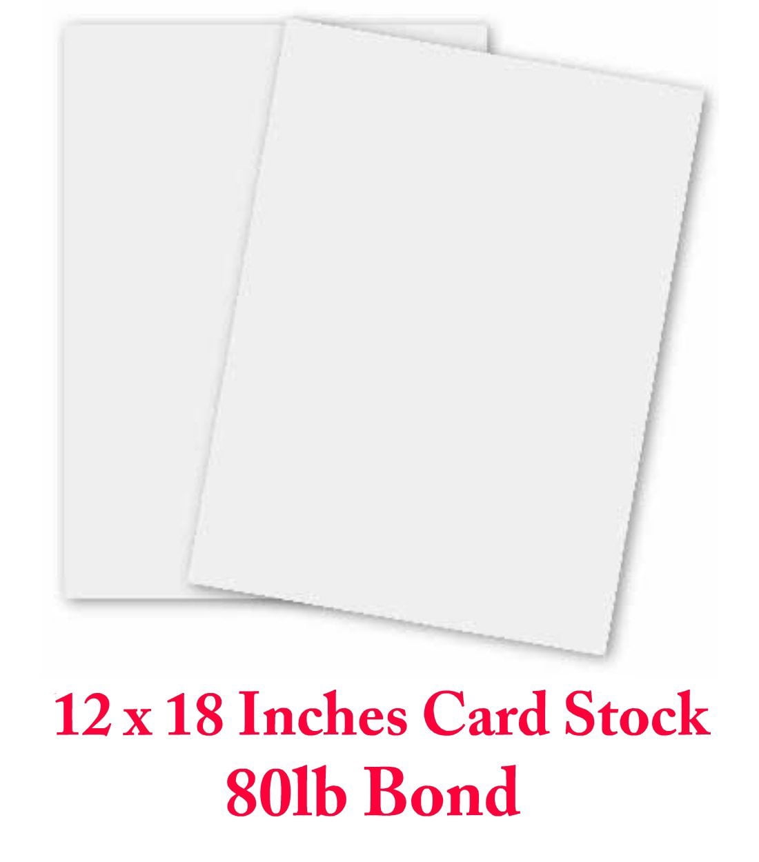 12 X 18 Inches White Card Stock - 80 Lb. Cover Smooth (218gsm) - 50 Sheets
