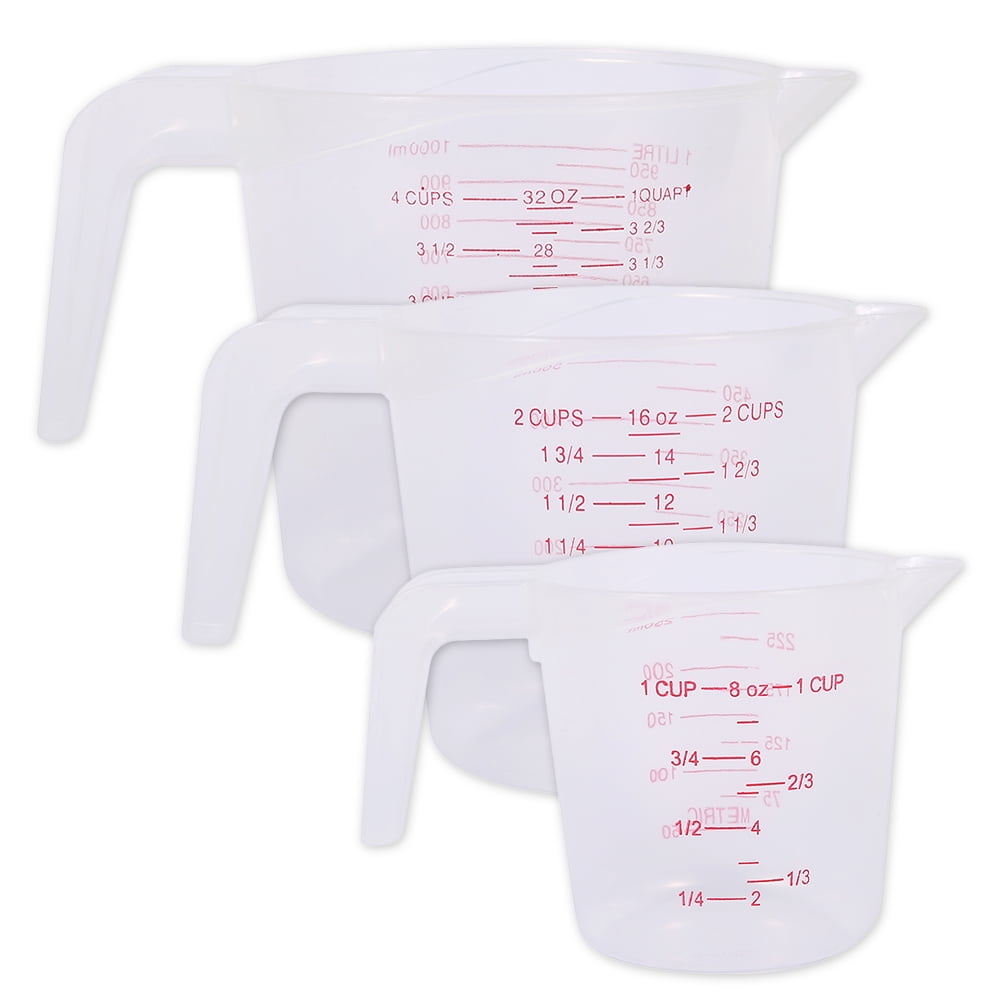 3 Sizes Stacking Measuring Cup Jugs Plastic Baking Kitchen Set Flour Sugar Water 