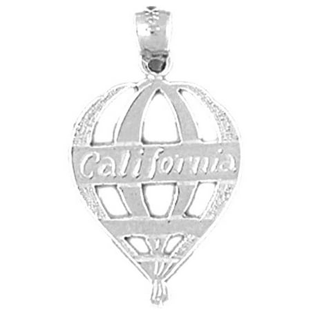 18K White Gold California Pendant - 24 mm