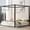 Black White + King, variant on QueenSize Upholstered Canopy Platform Bed with Headboard & Metal Frame,Beige
