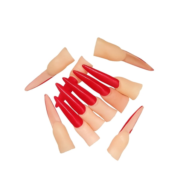 Yuarrent 10 piezas de uñas postizas, juguete para uñas, mano de obra fina aterradora, superficie lisa, accesorio de Cosplay, práctico para usar, Kits de decoración para fiestas rojo Yuarrent HA043415-02