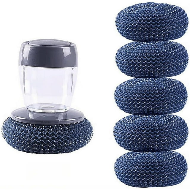 Soap Dispense Palm Scrub dishwashing Kitchen Scrubber Press Automatic Liquid wash Pot (PET)