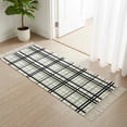 thumbnail image 3 of Sage Green Black Plaid Hallway Runner Rug 2'x5', Farmhouse Green Black Checkered Washable Kitchen Runner Rug with Tassels, Laundry Room Rugs Woven Cotton Carpet for Bedroom Entryway Front Door, 3 of 9